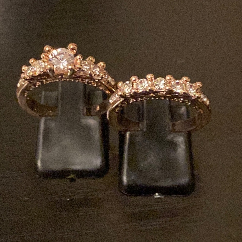 Rose gold overlay over sterling bridal set